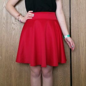 Red Pleated Skirt